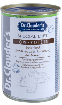 DR. CLAUDER'S Special Diet Low Protein specializuotas drėgnas maistas inkstų problemų turintiems šunims 400g