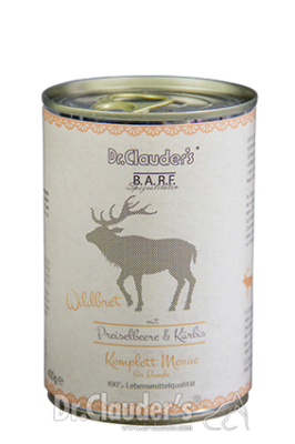 DR. CLAUDER'S BARF Complete mėsos ir daržovių konservai šunims su žvėriena 400g