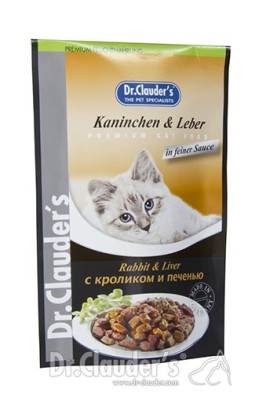DR. CLAUDER'S drėgnas maistas katėms su triušiena ir kepenimis padaže