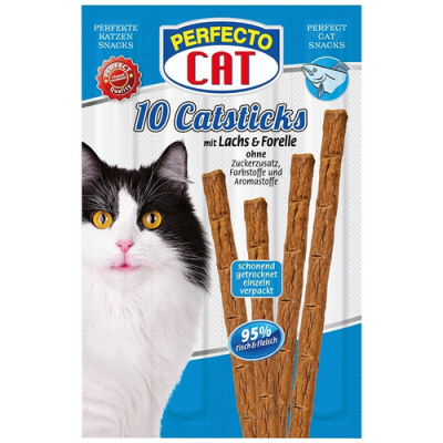 Perfecto Cat lazdelės katėms su lašiša ir upėtakiu 50g