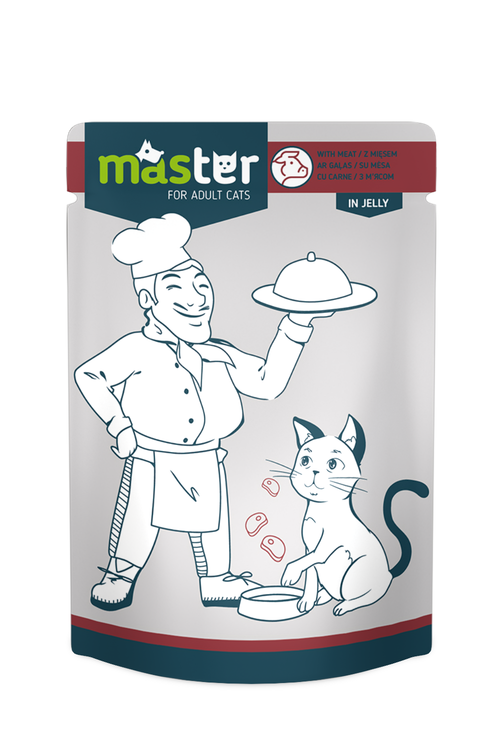 Master Subalansuotas drėgnas maistas katėms su mėsa