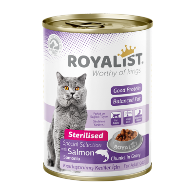 ROYALIST STERILISED SALMON CHUNKS, konservai su lašiša sterilizuotoms katėms, 400g