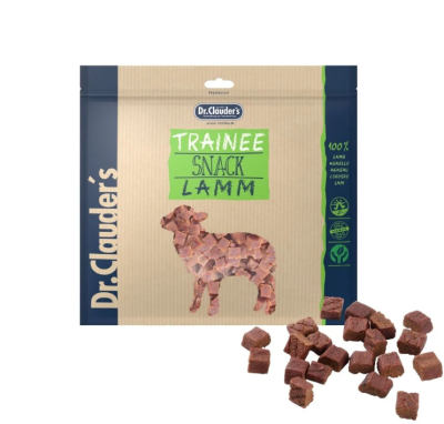 DR. CLAUDER’S TRAINEE SNACK, ėrienos skanėstai kubeliais šunims ir katėms 80g
