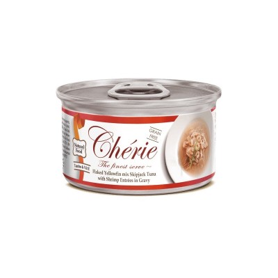 CHERIE Tuna with shrimp mix in gravy, šlapias kačių maistas, 80g