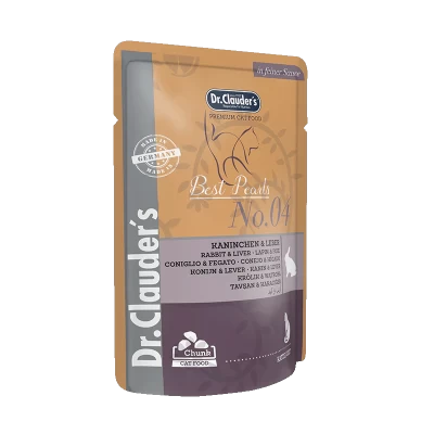 DR. CLAUDER'S drėgnas maistas katėms su triušiena ir kepenimis padaže 100 g