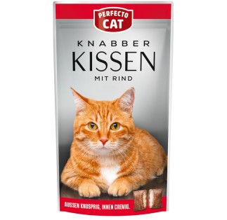 Perfecto Cat High Premium traškios pagalvėlės su kreminiu jautienos įdaru 50 g