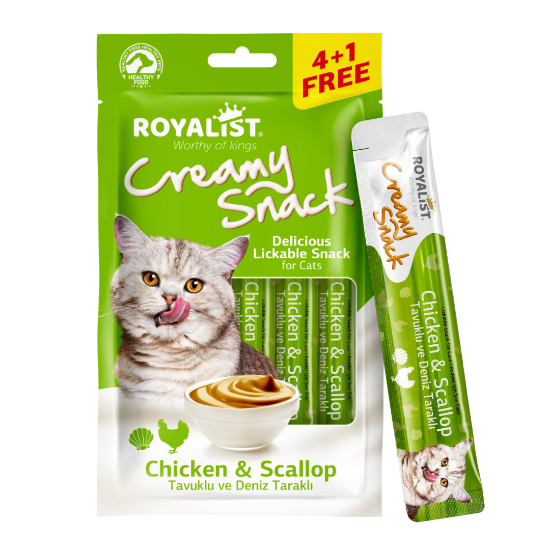 Royalist Creamy Snack Pack Chicken & Scallop kreminis skanėstas su  vištiena ir šukutėmis 5 x15 g