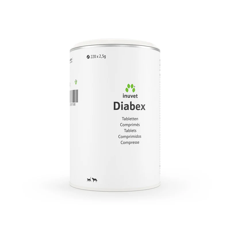 Inuvet Diabex papildas skirtas reguliuoti cukraus kiekį kraujyje šunims ir katėms 60 tab.